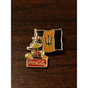Vintage 1984 Los Angeles Olympics Coca Cola Sam Eagle Barbados Flag‎ Lapel Pin